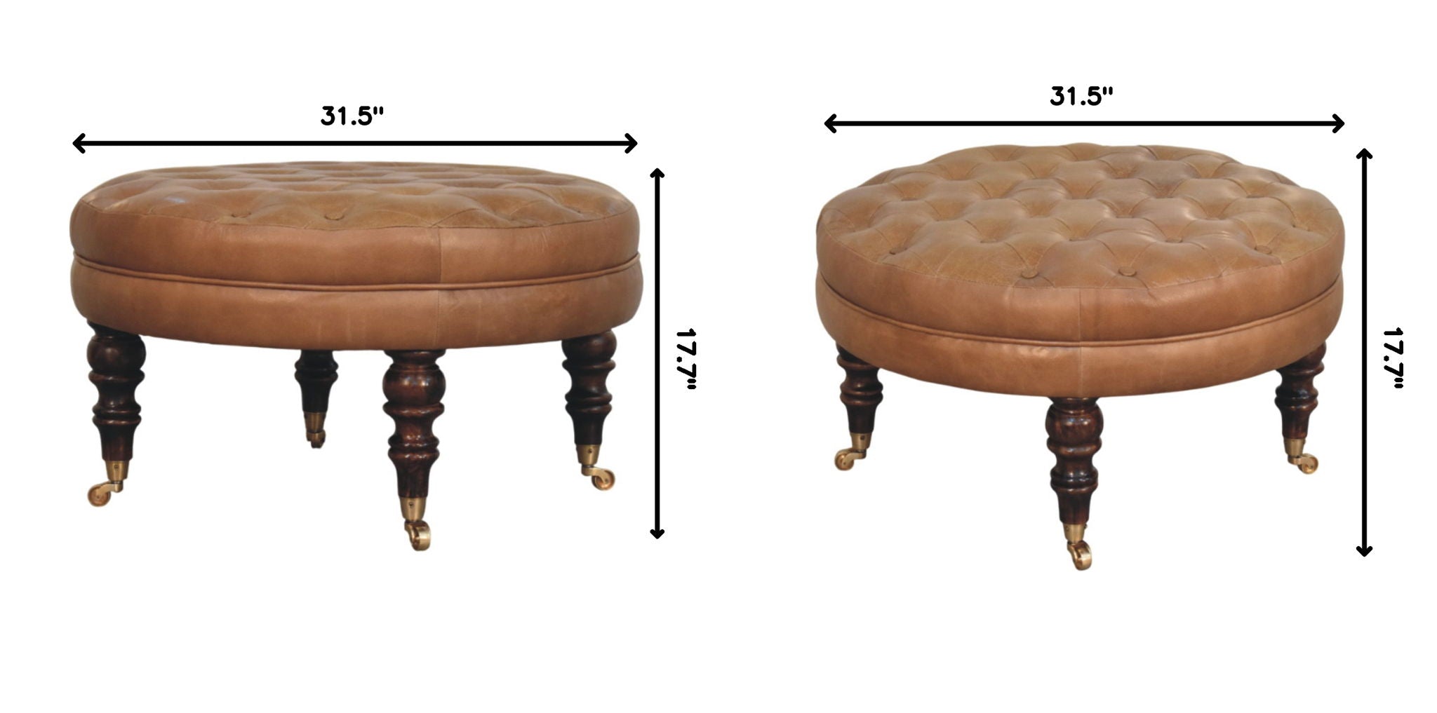 Buffalo - Round Ottoman With Castor Legs - Brown by HouseOfZazla