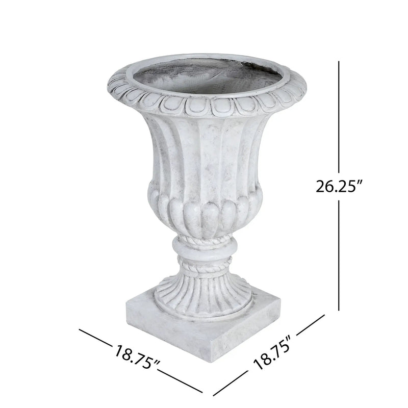 Outdoor Garden Urn Planter, Antique White by HouseOfZazla