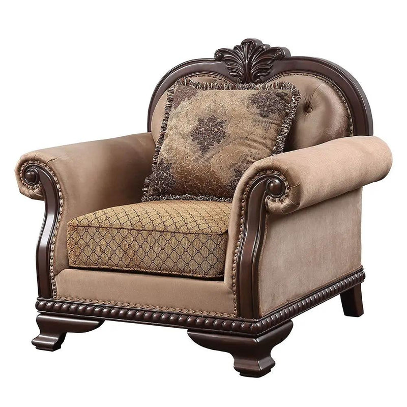 Chateau De Ville - Chair With Pillow (Same Lv01590) - Fabric & Espresso by Unique Piece Furniture