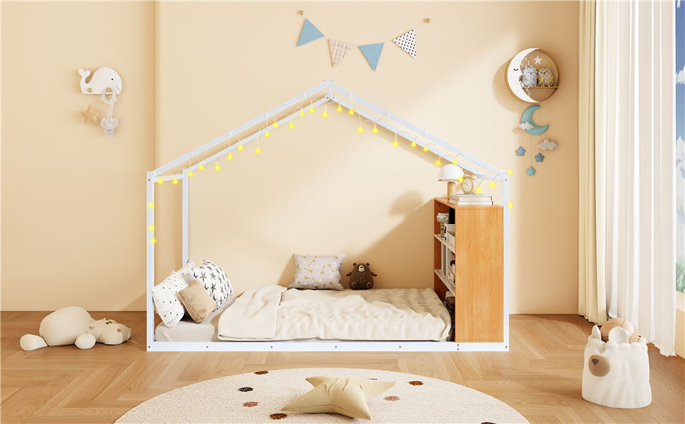 Bed House Frame With Shelves And Lights by HouseOfZazla