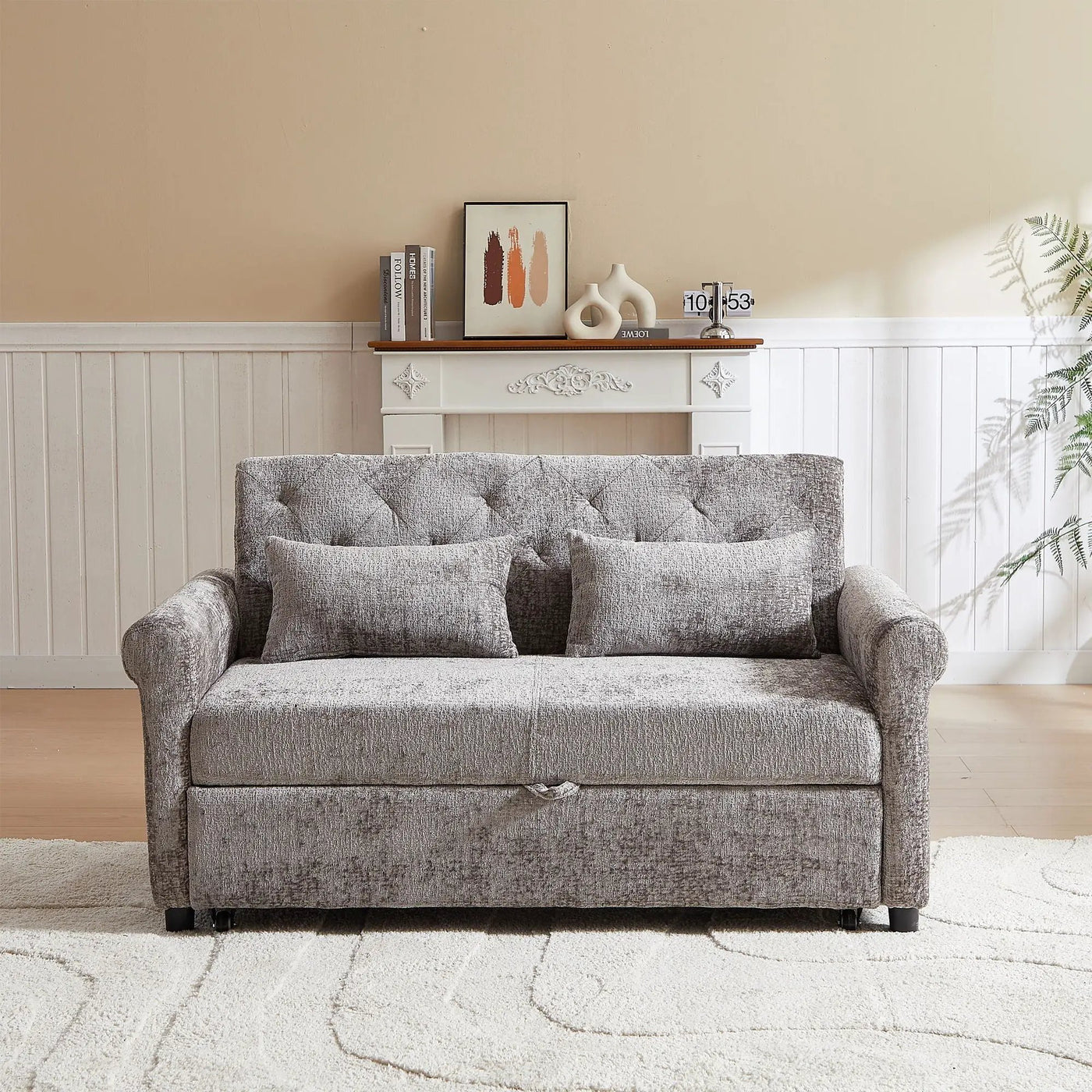 Loveseat Sofa Bed, Pull - Out Couch Sleeper & 2 Pillows by Unique Piece Furniture