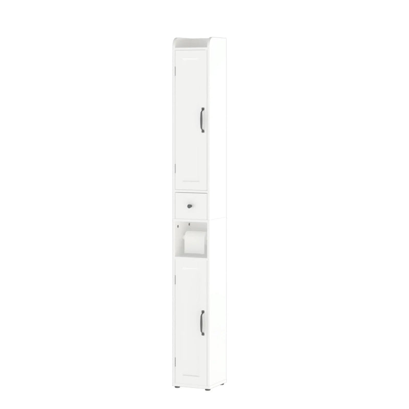 Slim Tall Bathroom Storage Cabinet With Adjustable Shelves, 2 Doors Freestanding Cabinet - White by HouseOfZazla