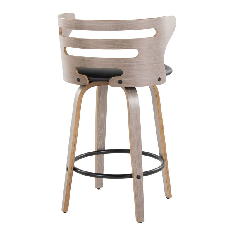 Cosini - Mid Century Modern Fixed Height Barstool With Swivel And Round Footrest (Set of 2) by HouseOfZazla