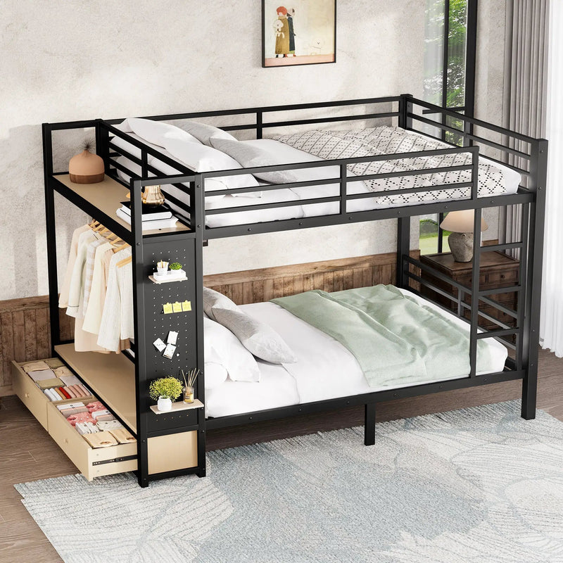 Queen Over Queen Size Metal Bunk Bed for Teens by HouseOfZazla