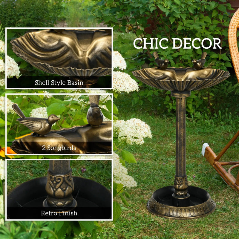 Outsunny 32' Antique Bird Bath with Pedestal Flower Planter Base by HouseOfZazla