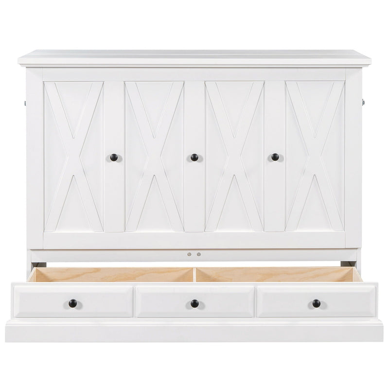 Solid Pine Murphy Bed Chest Cube Cabinet Bed With Charging Station And Large Storage Drawer For Home Office Or Small Room by HouseOfZazla
