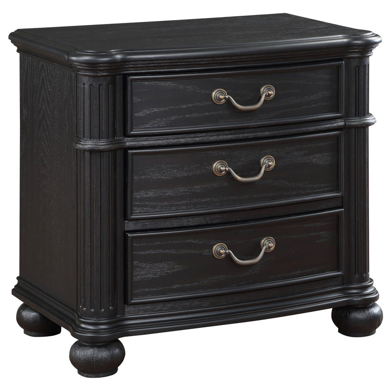 Taylor - 3 Drawer Nightstand With Felt Lined Top Drawer - Black by HouseOfZazla
