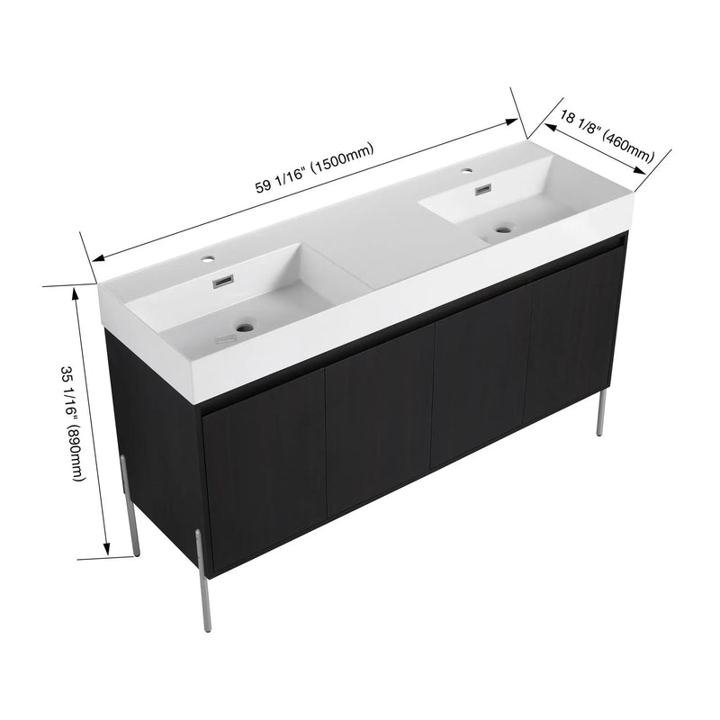 Freestanding Bathroom Vanity With Resin Sink And Storage Cabinet by HouseOfZazla