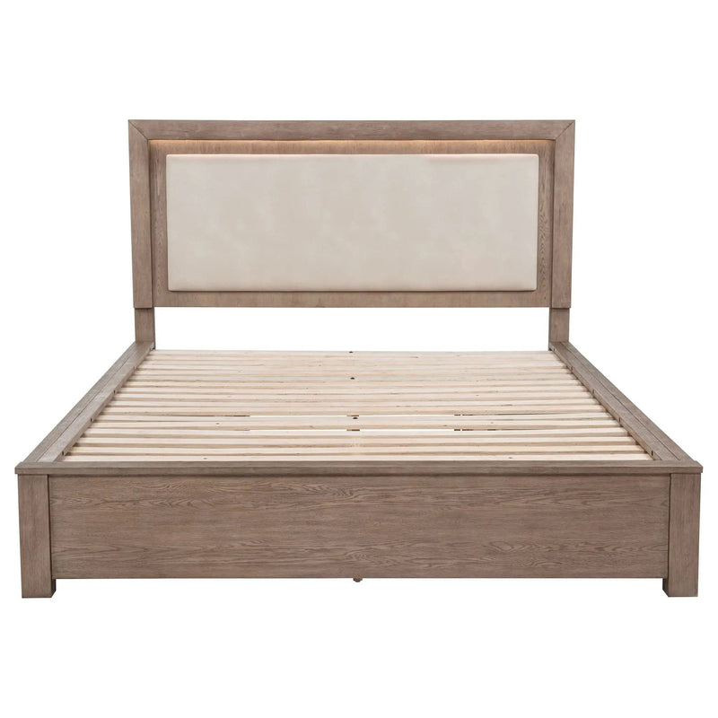 Kenora 56-inch Eastern King LED Storage Bed Barley Brown by Unique Piece Furniture