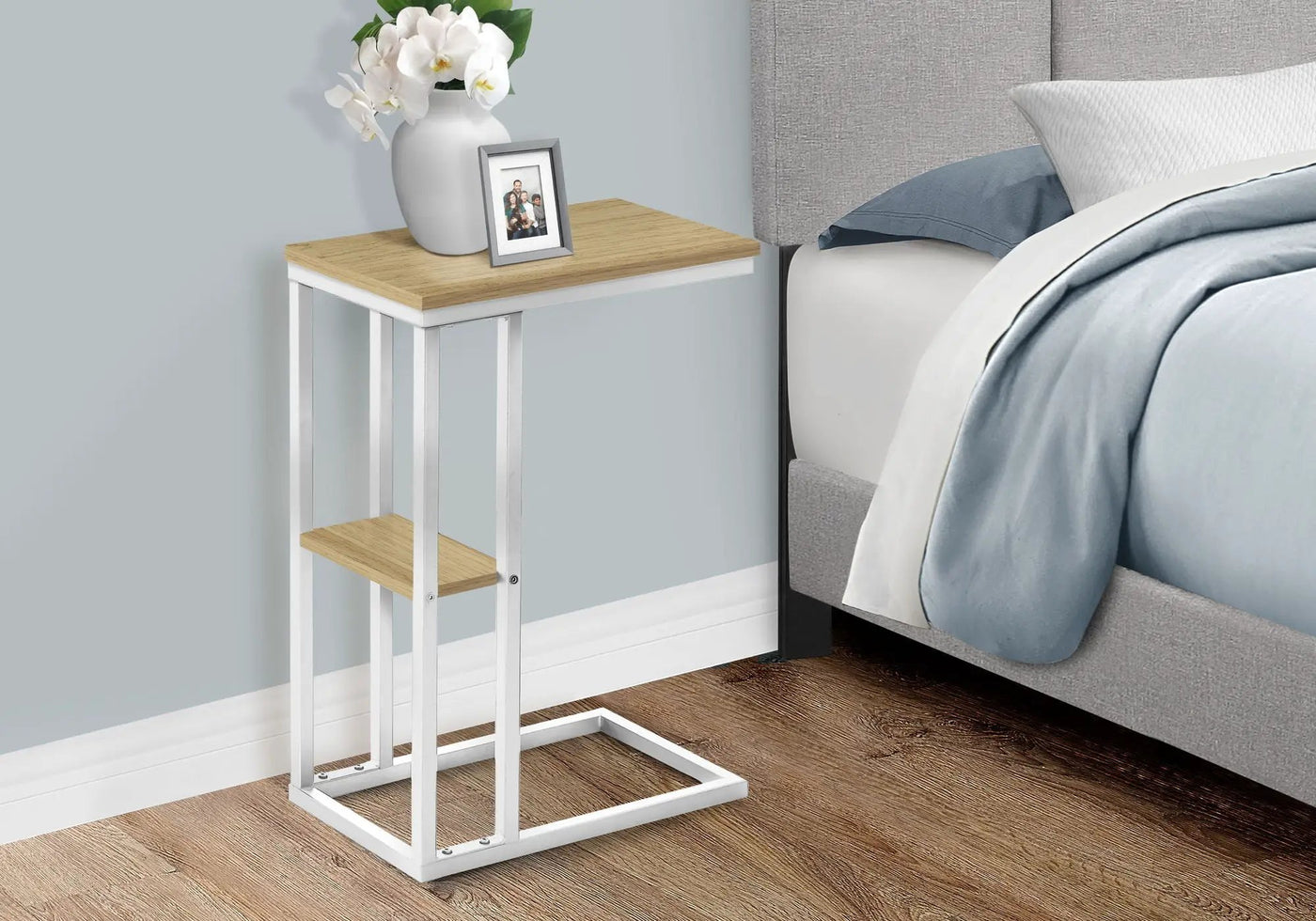 Accent Table, C-Shaped, Marble Look Contemporary & Modern Convenient Design by HouseOfZazla