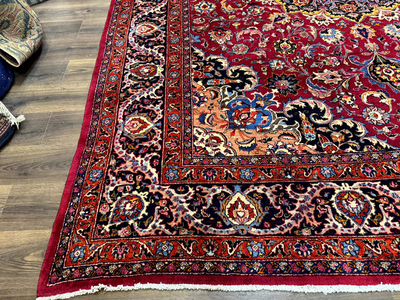 Red Persian Mashad Rug 10x13 - Floral Medallion Signed By Masterweaver by Jewel Rugs
