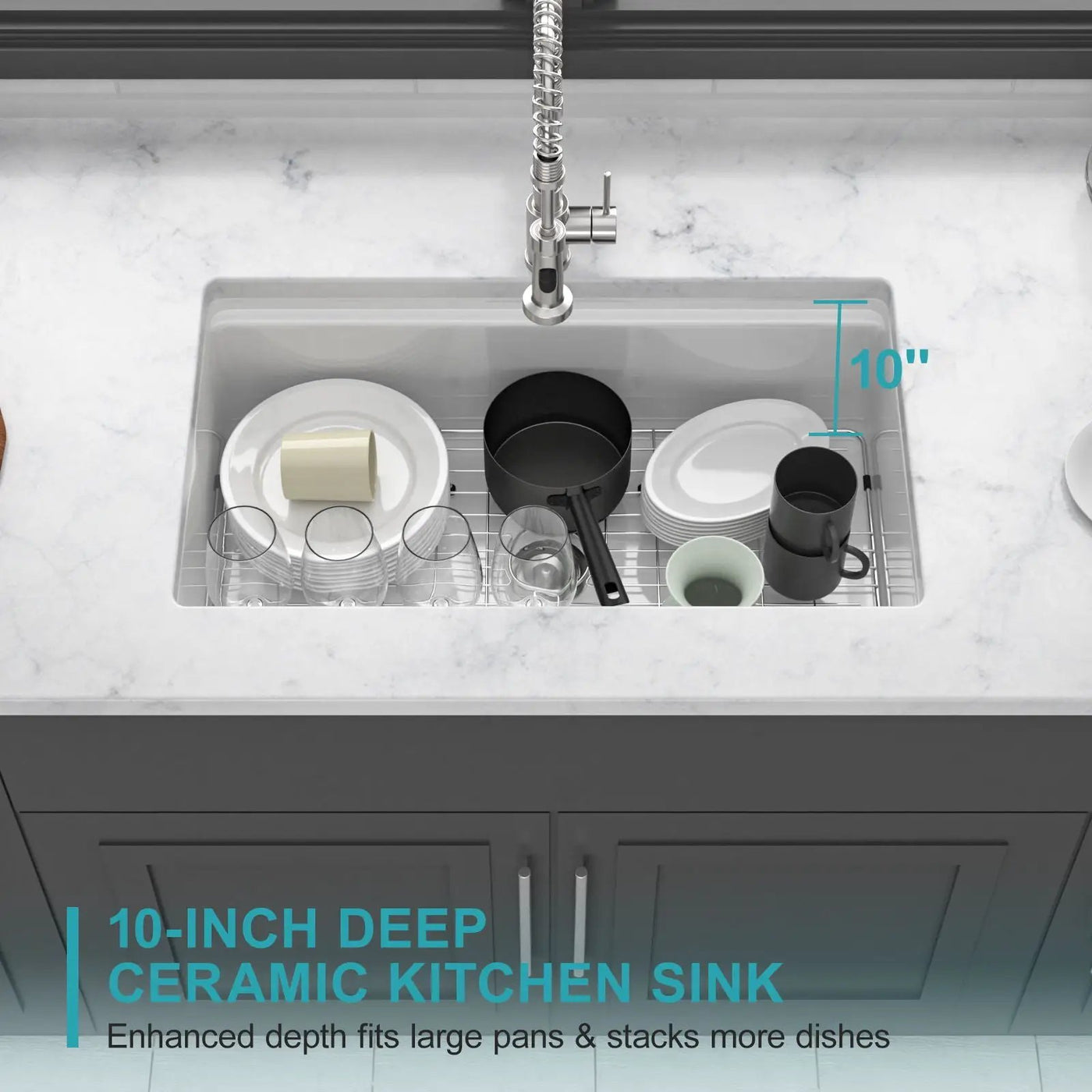Undermount Workstation Single Bowl Porcelain Ceramic Kitchen Sink by HouseOfZazla