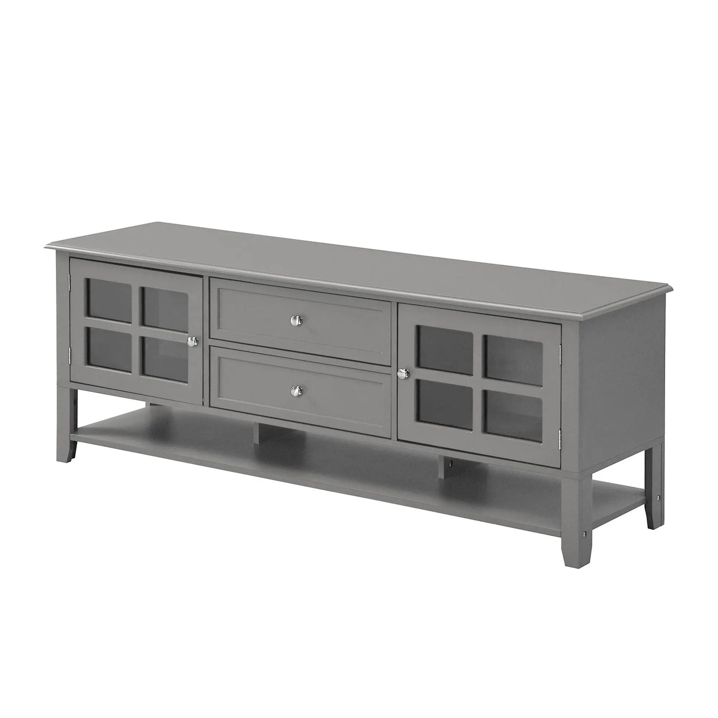 TV Stand, Entertainment Center With Dual Drawers And Hidden Storage, Cabinet With Soft Closing Doors And Sleek Panel Design by HouseOfZazla