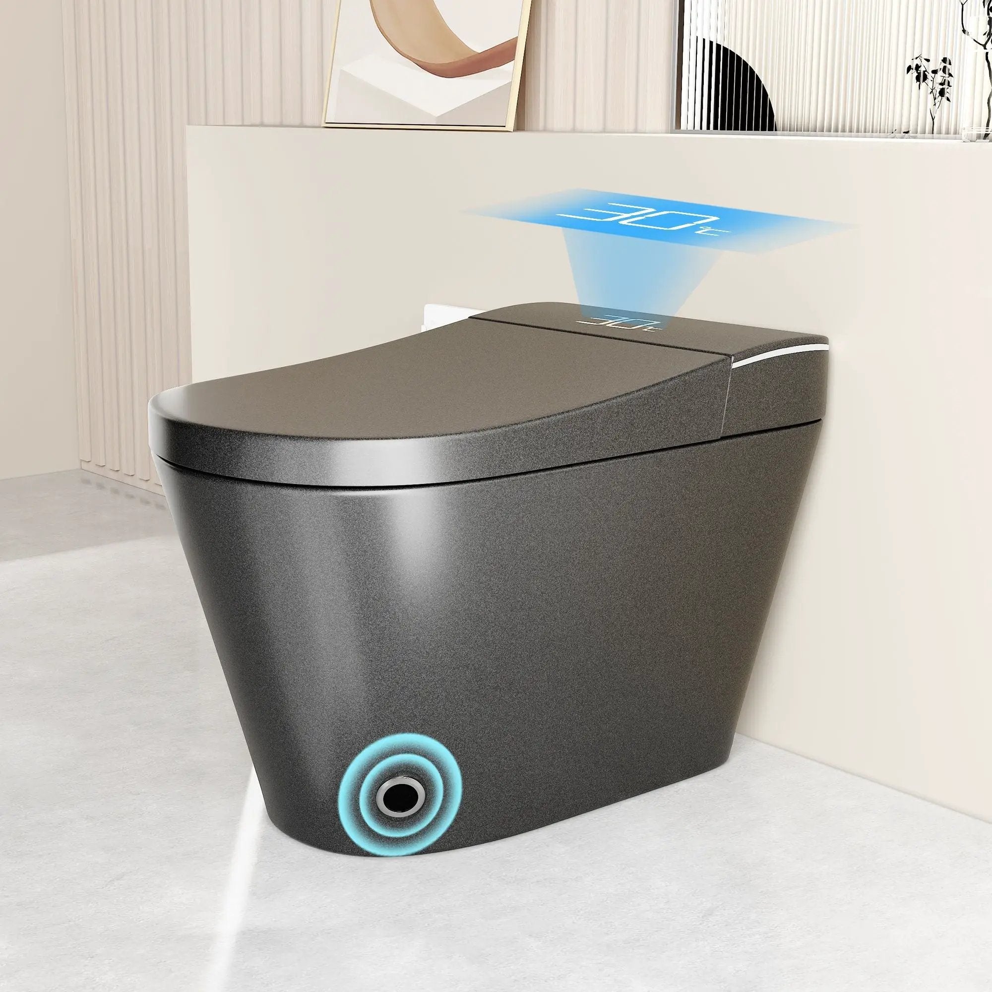 Smart Bidet Toilet With Auto Open / Close Seat, Warm Water Wash, Heated Seat, And Wireless Remote Control by HouseOfZazla
