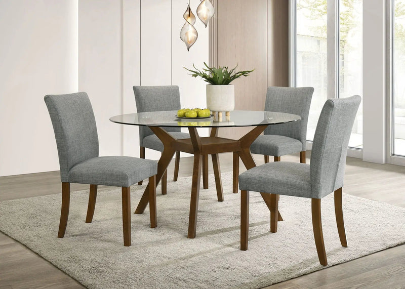 Paxton Round 48-inch Glass Top Wood Dining Table Brown by Unique Piece Furniture