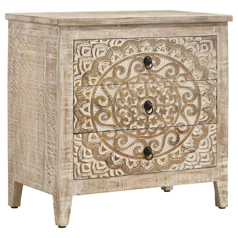 Kenzie - 3 Drawer Mandala Cabinet - White by HouseOfZazla