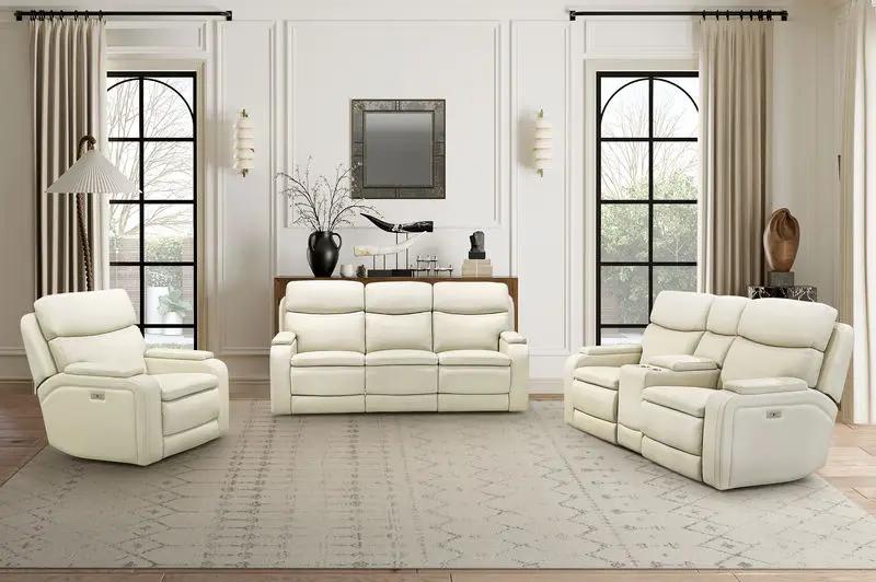 Gunner - Power Console Loveseat Recliner With Power And Power Headrest - Almond by Unique Piece Furniture