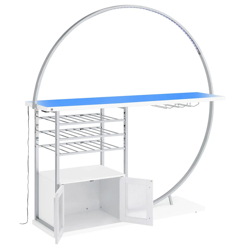 Casey - 2 Door Home Bar Storage Bar With Customizable Lighting - White by HouseOfZazla