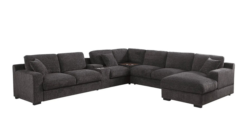 Celine - Corner Sectional Sofa With Right Facing Chaise, Cupholders, And Charging Ports - Gray by HouseOfZazla