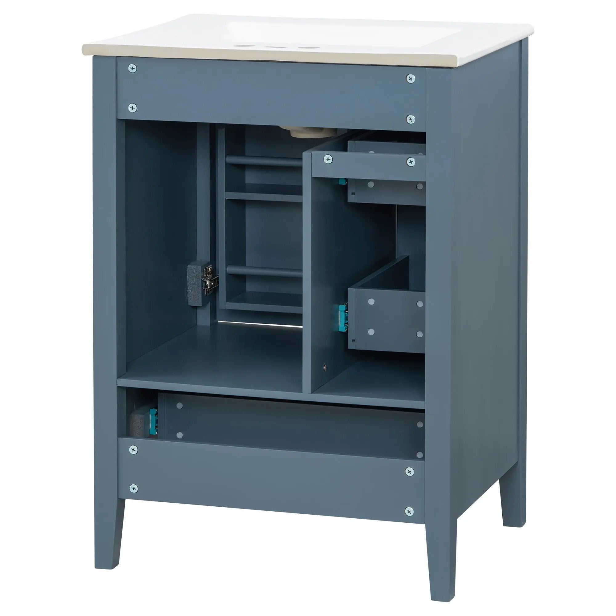 Modern Bathroom Vanity With Sink, Soft Close Drawers & Door, Storage Rack by HouseOfZazla