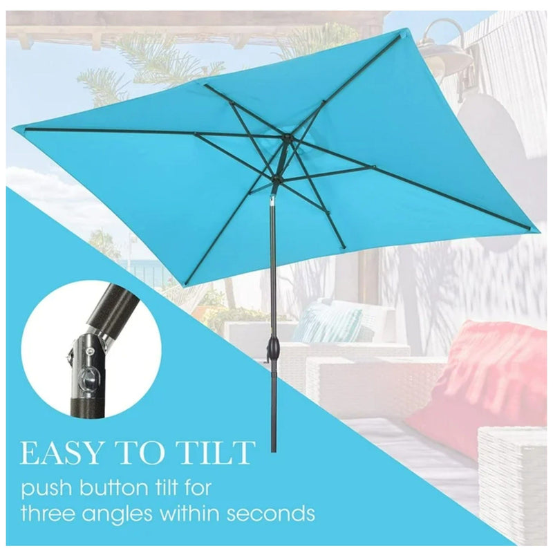 Rectangular Patio Umbrella With Crank Tilt, Polyester UV-Resistant Canopy by HouseOfZazla