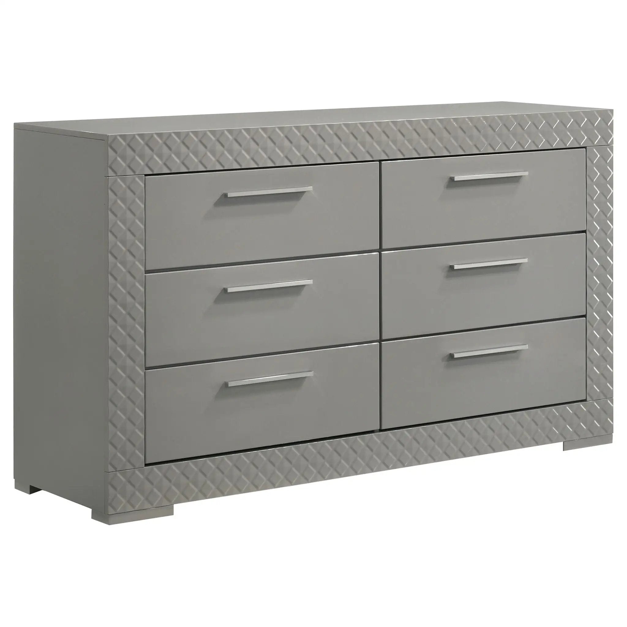 Ives 6-drawer Dresser Cabinet Grey High Gloss by Unique Piece Furniture