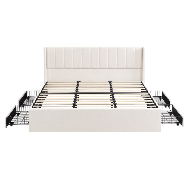 Large-Capacity Upholstered Storage Bed with Drawers by HouseOfZazla
