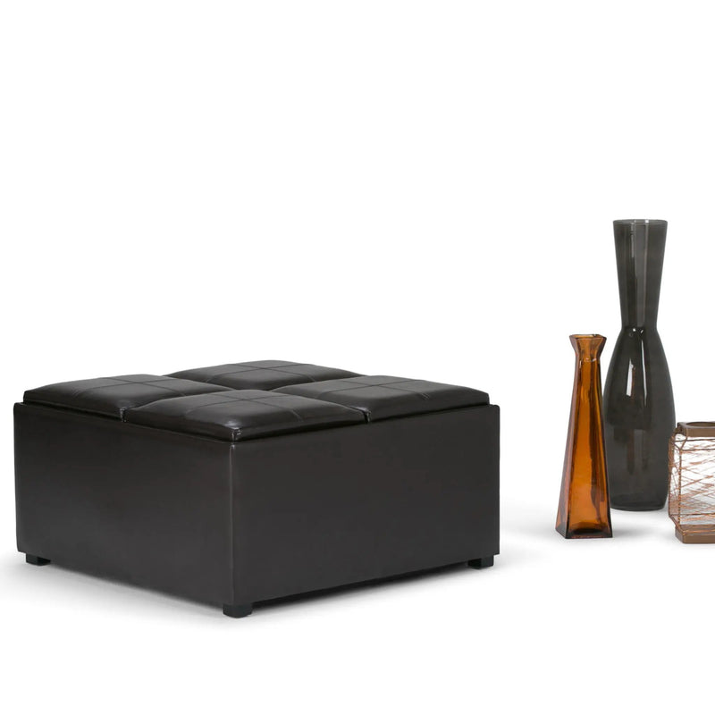Avalon - Square Coffee Table Storage Ottoman - Tanners Brown by Unique Piece Furniture