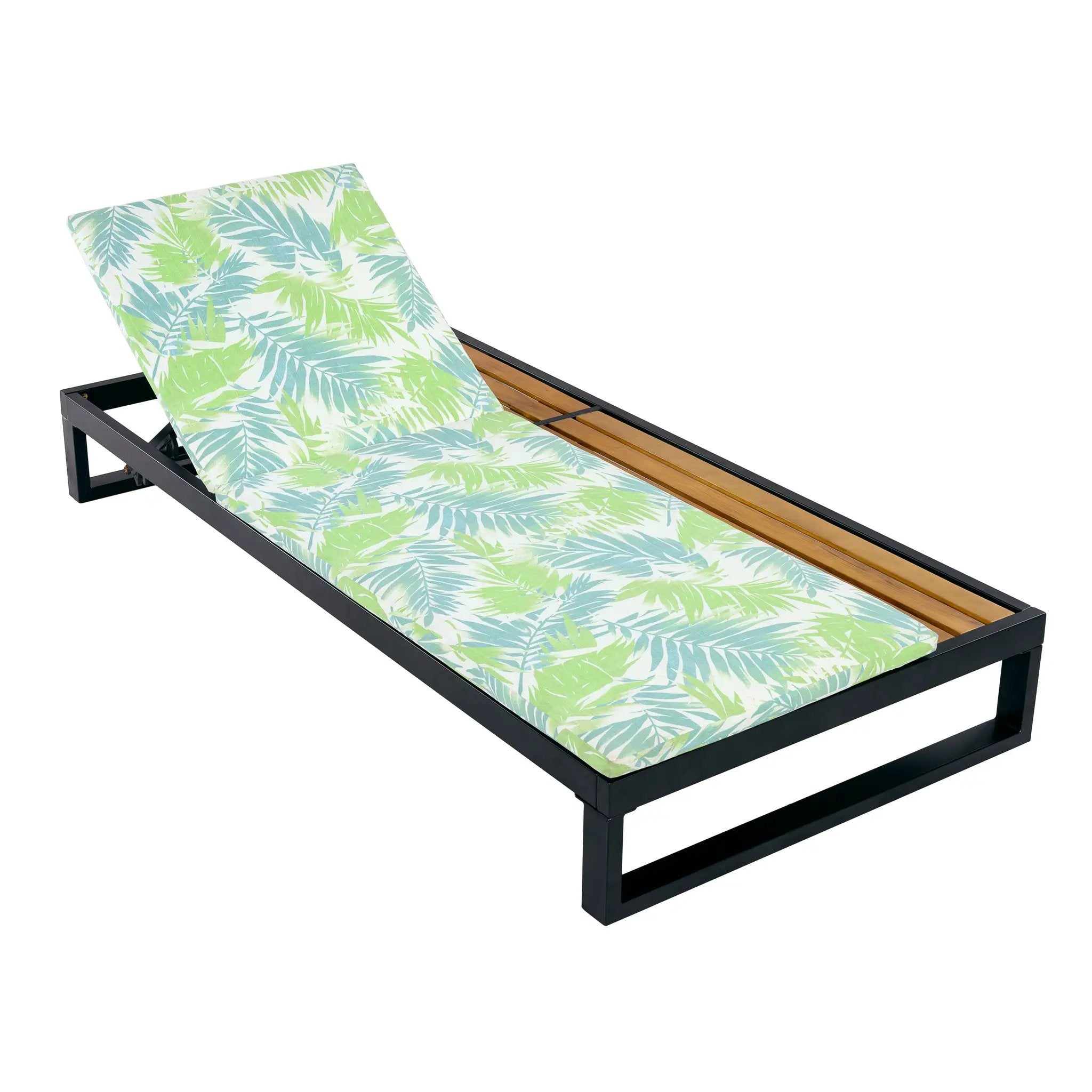 Black Iron & Teak Finish Chaise Lounge Set by HouseOfZazla