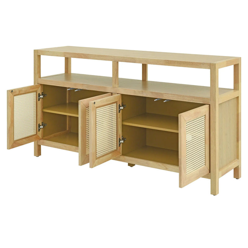 Bohemian Style Rattan Buffet Storage Cabinet with Solid Wood Frame by HouseOfZazla