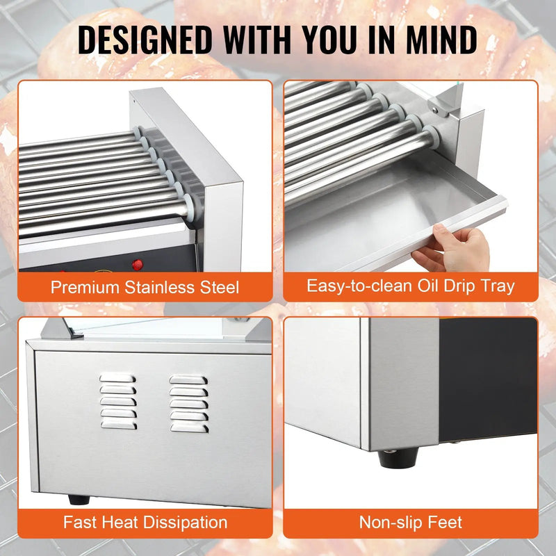 Hot Dog Roller with 7 Rollers and 18 Hot Dogs Capacity by HouseOfZazla