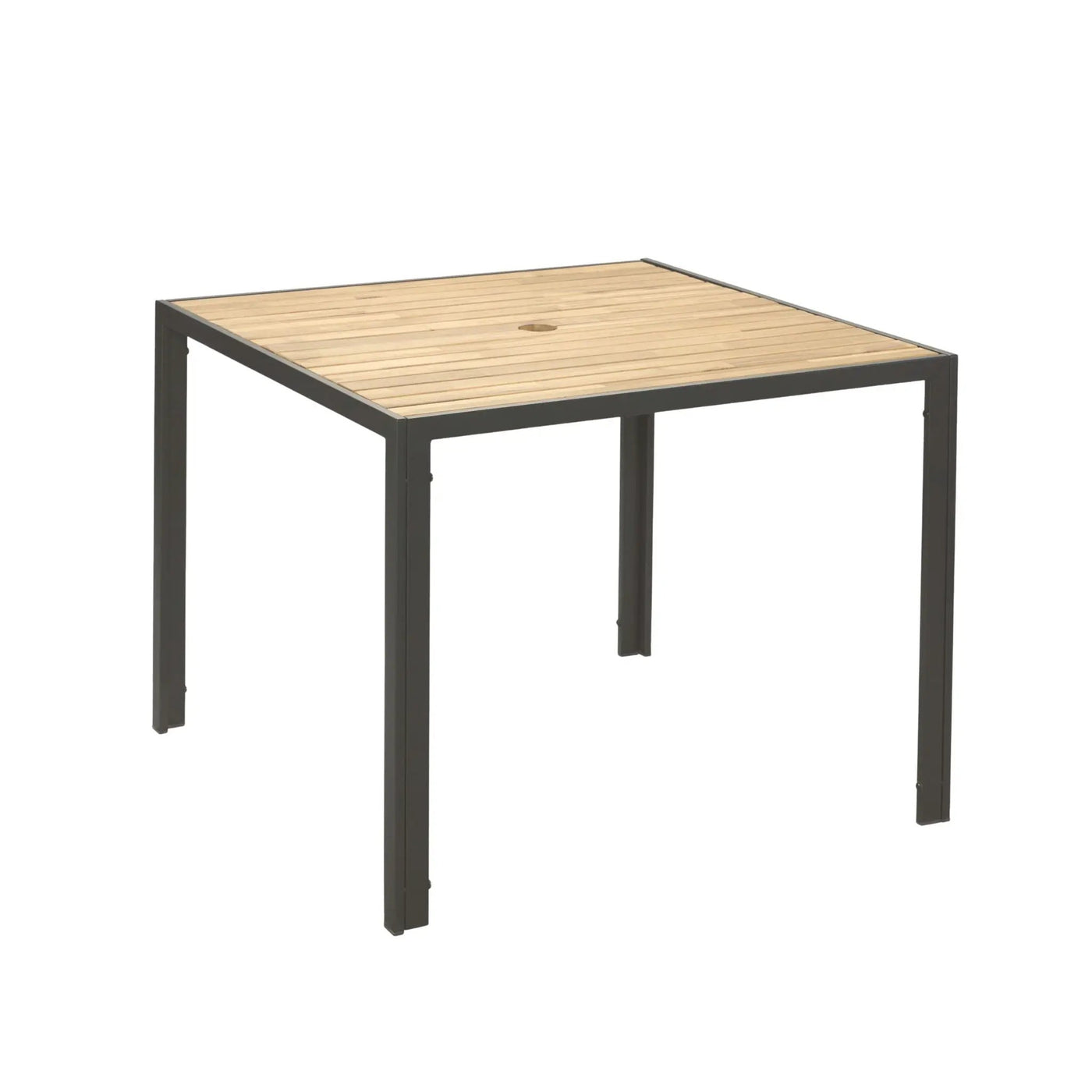 5 Piece Patio Dining Table Set, Acacia Wood Table Top With Umbrella Hole by HouseOfZazla
