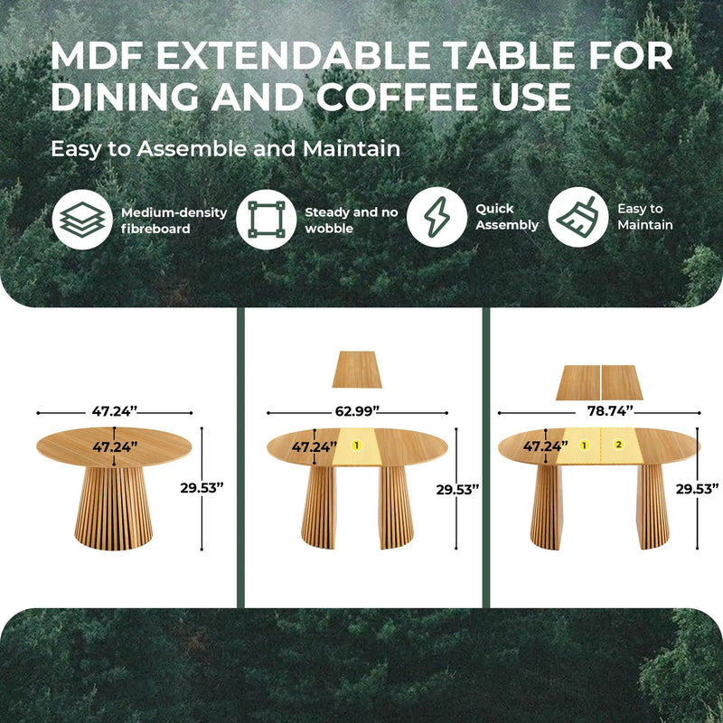 Extendable Pedestal Multifunctional Dining Table - Oak by Unique Piece Furniture