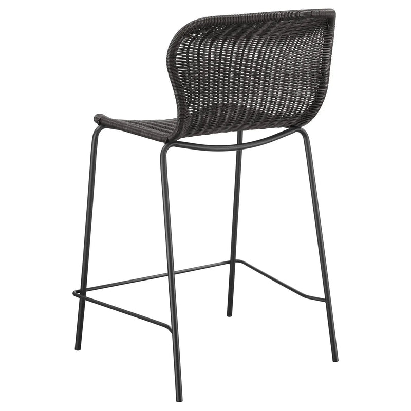 Mckinley Faux Rattan Metal Counter Chair Brown (Set of 2) by Unique Piece Furniture