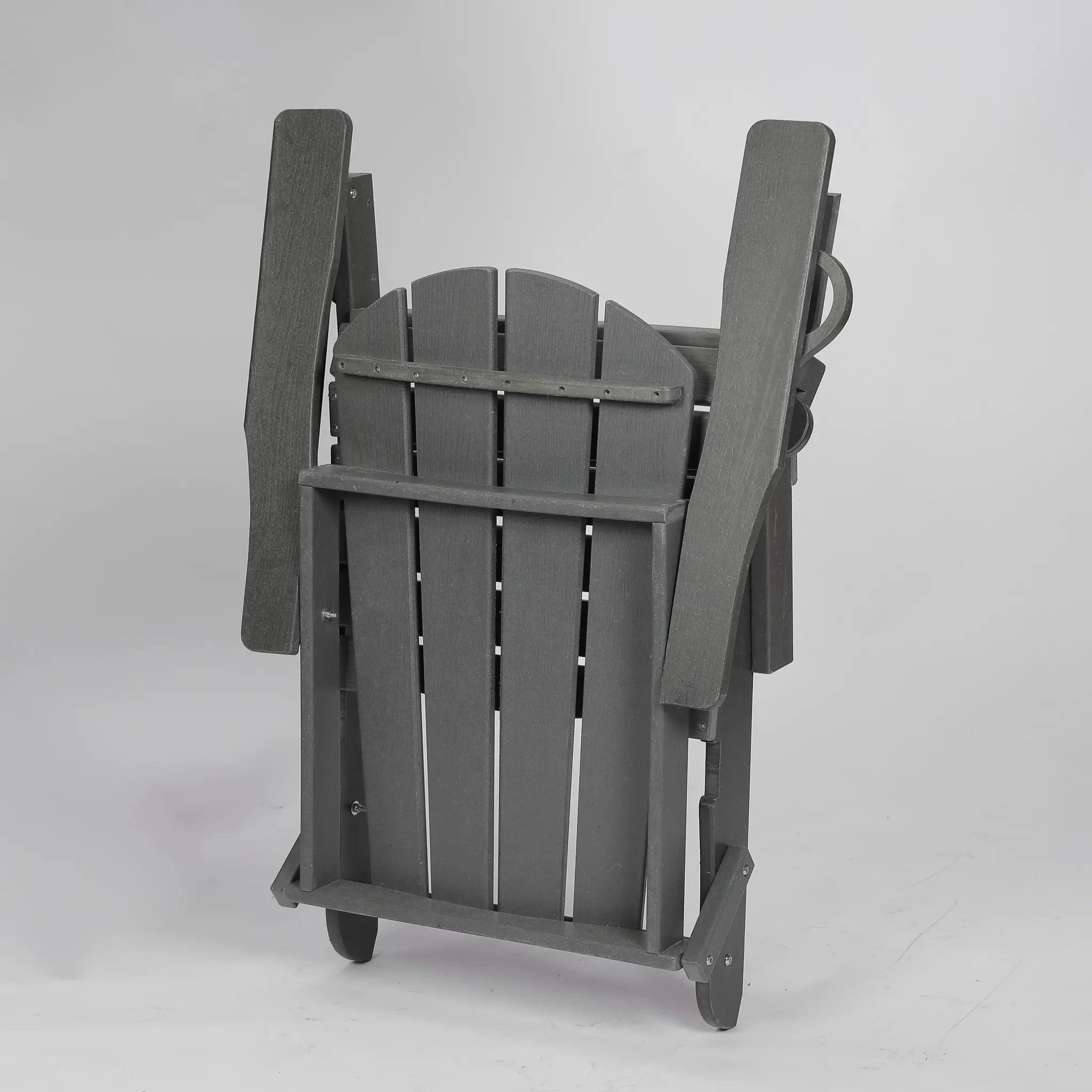 HDPE Folding Adirondack Chair with Dual Cup Holder - Gray by HouseOfZazla