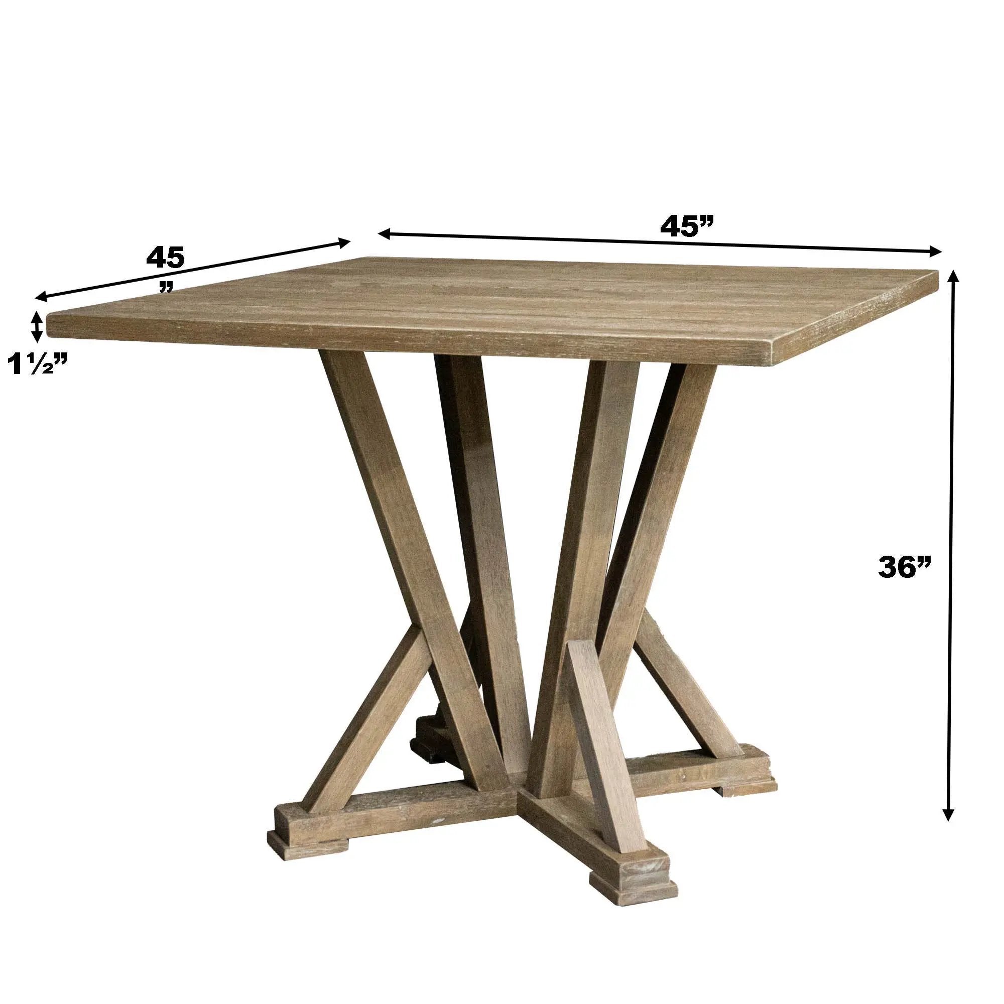 5 Pieces Set Counter Table Set Square Counter Table Solid Wood Modern Farmhouse Rustic Look Distressed Look - Grayish Brown by HouseOfZazla