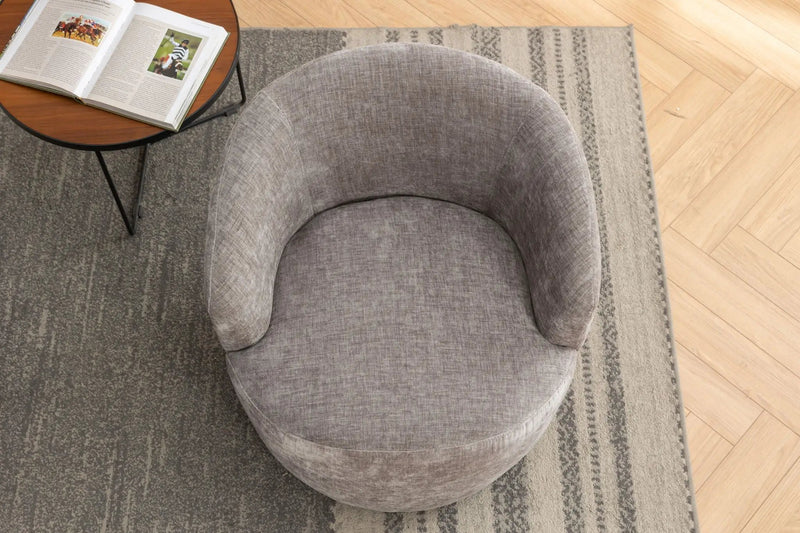 Fabric Swivel Accent Armchair Barrel Chair With Powder Coating Metal Ring by HouseOfZazla