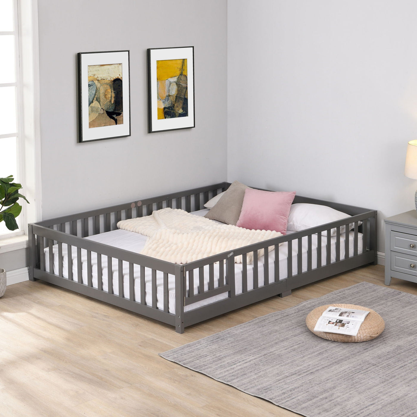 Solid Wood Floor Bed With Door And Fence For Children by Unique Piece Furniture