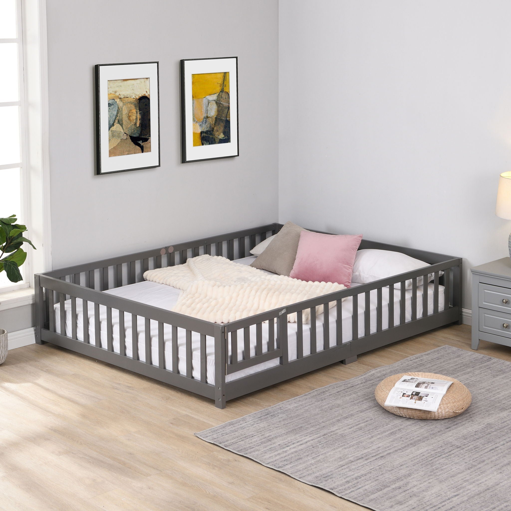Solid Wood Floor Bed With Door And Fence For Children by Unique Piece Furniture