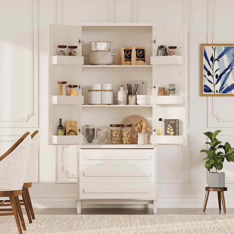 70" Kitchen Pantry Cabinet with Solid Wood Handles and Adjustable Storage by HouseOfZazla