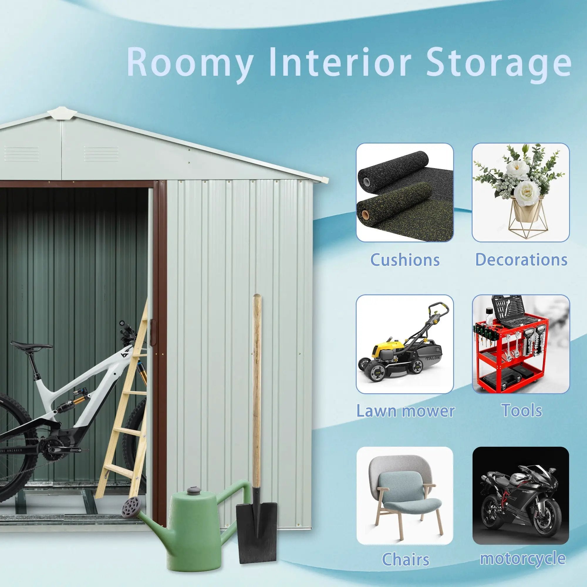 Ry-Sdyx56-Ww Outdoor Metal Storage Shed With Window - White by HouseOfZazla
