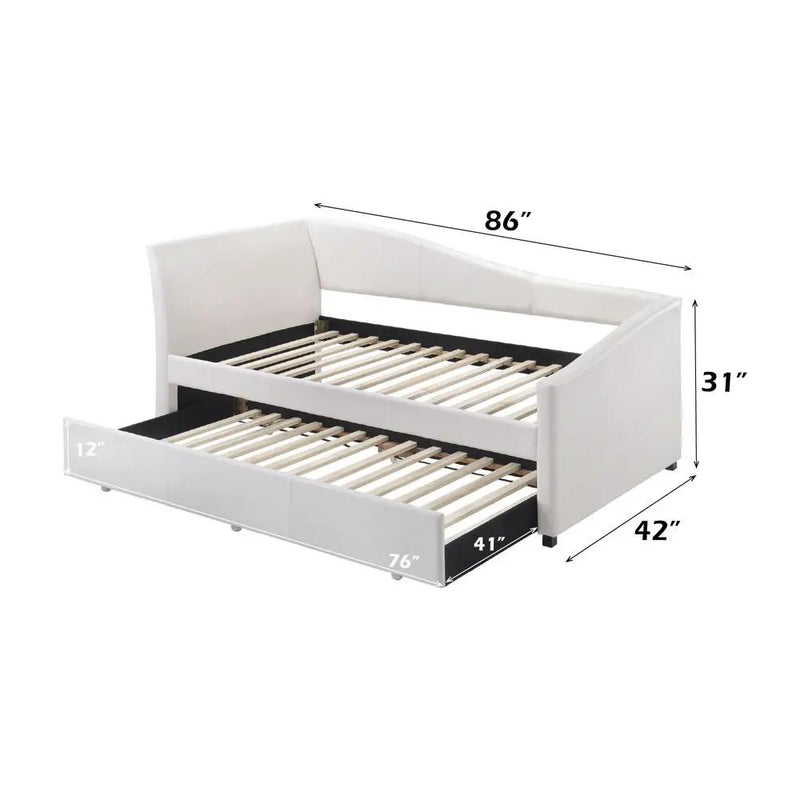Jedda - Twin Daybed With Trundle - White Synthetic Leather by Unique Piece Furniture