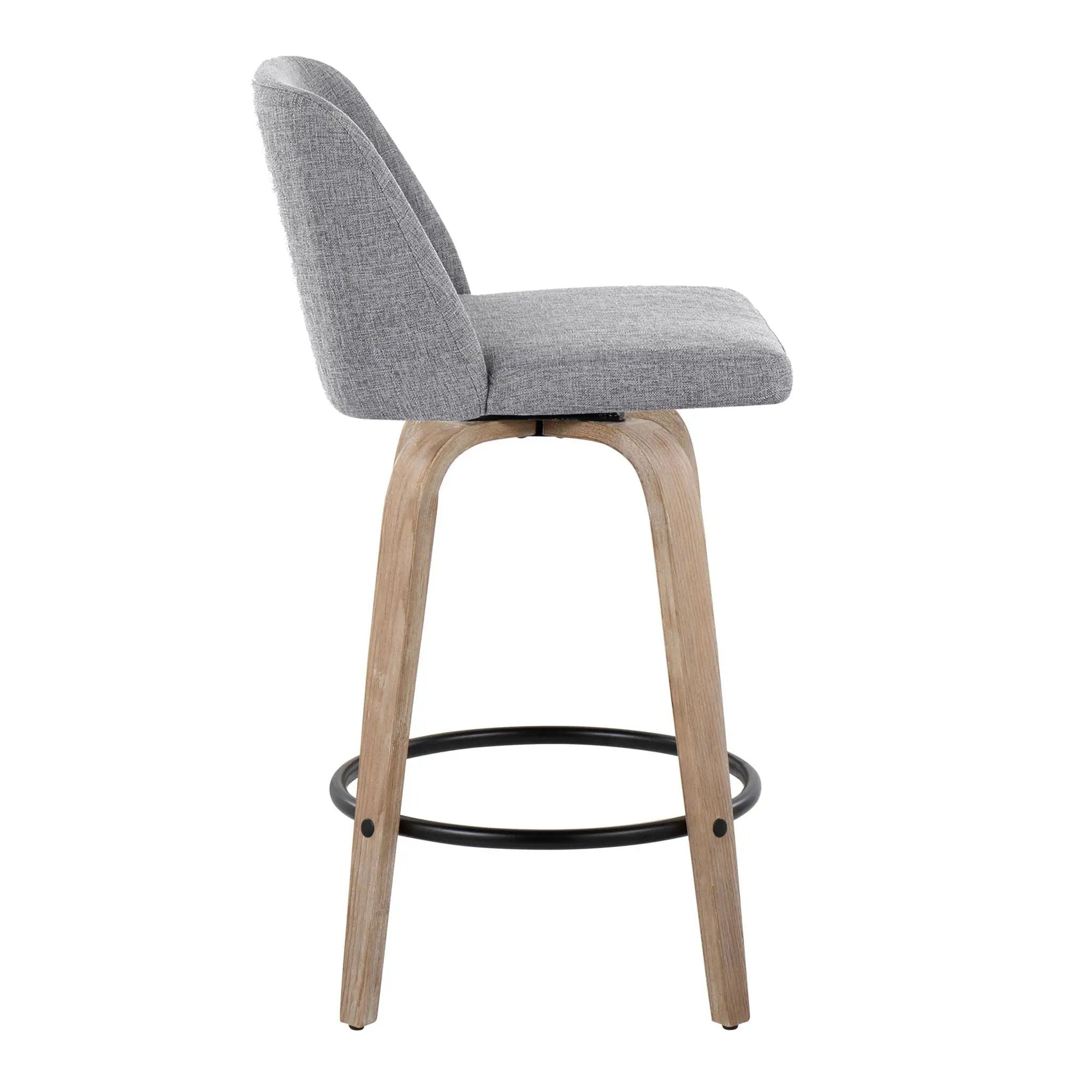 Toriano - Contemporary Fixed-Height Counter Stool & Swivel With Round Footrest (Set of 2) by HouseOfZazla