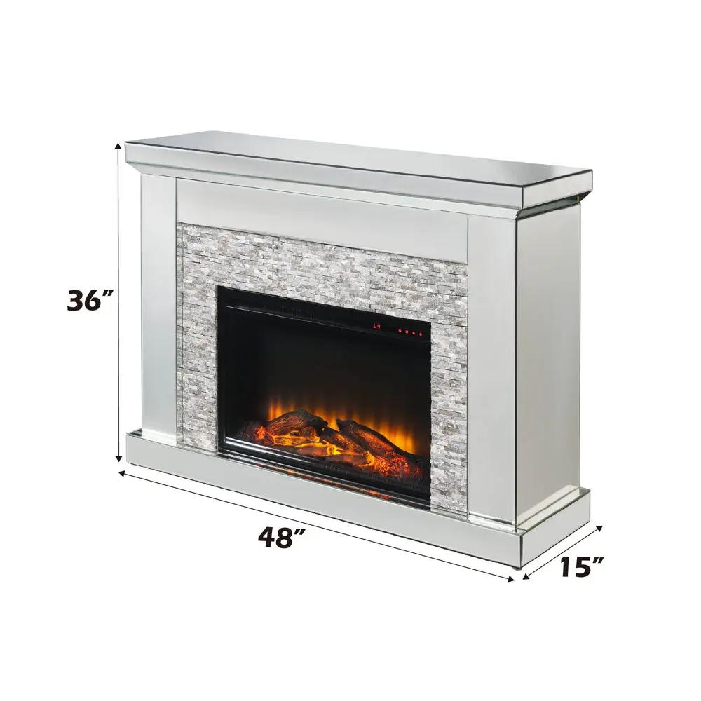 Laksha - Fireplace - Mirrored & Stone by Unique Piece Furniture