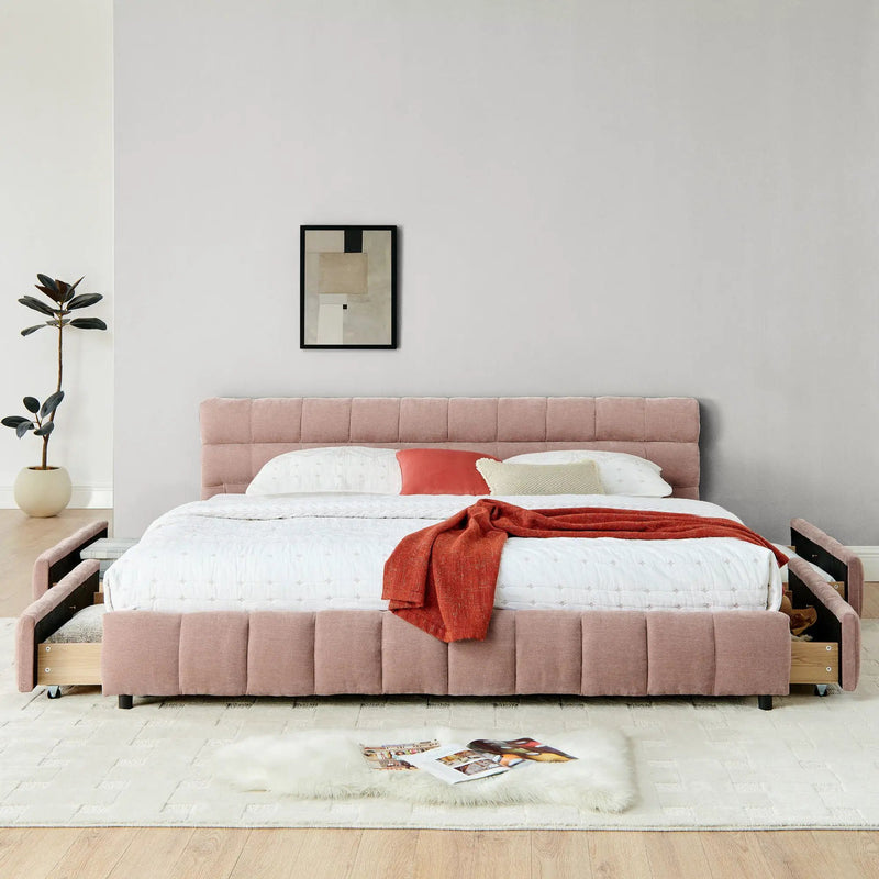 Modern Platform Bed Frame With Thick Fabric by Unique Piece Furniture
