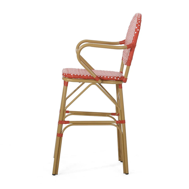 Outdoor Wicker and Aluminum French Barstools, Set of 2 by HouseOfZazla