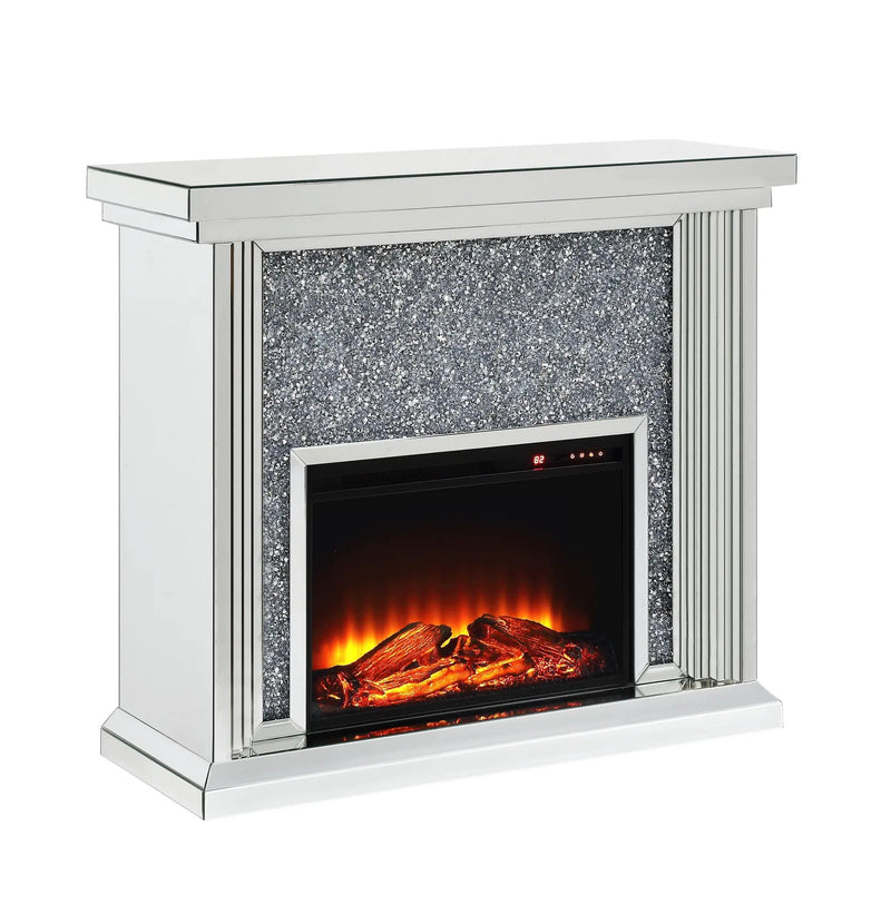 Noralie Mirrored & Faux Diamonds Fireplace by HouseOfZazla
