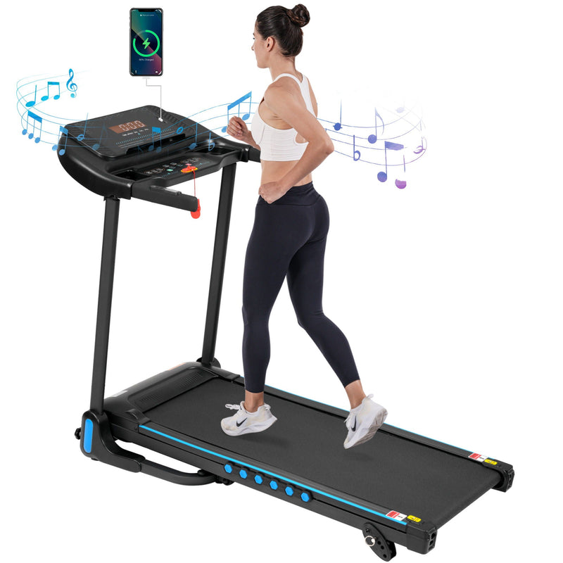 Incline Treadmill For Running & Walking, Hydraulic System Auto Folding With Type C & USB Charge For Android, 10Mph, Bluetooth Speaker - Black by HouseOfZazla