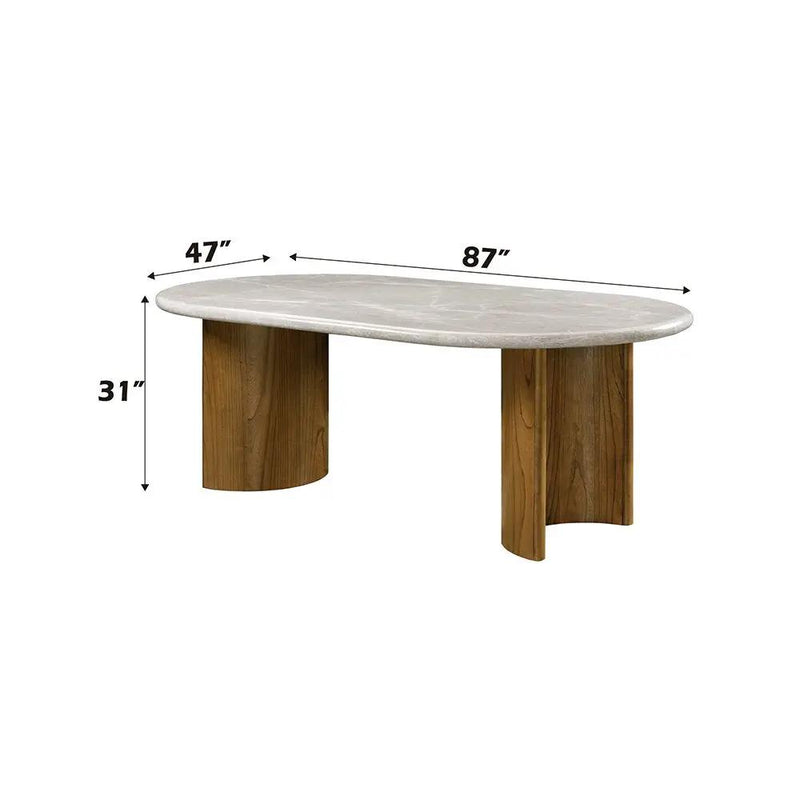 Darcy - Dining Table - Natural Marble Top & Dark Walnut by Unique Piece Furniture