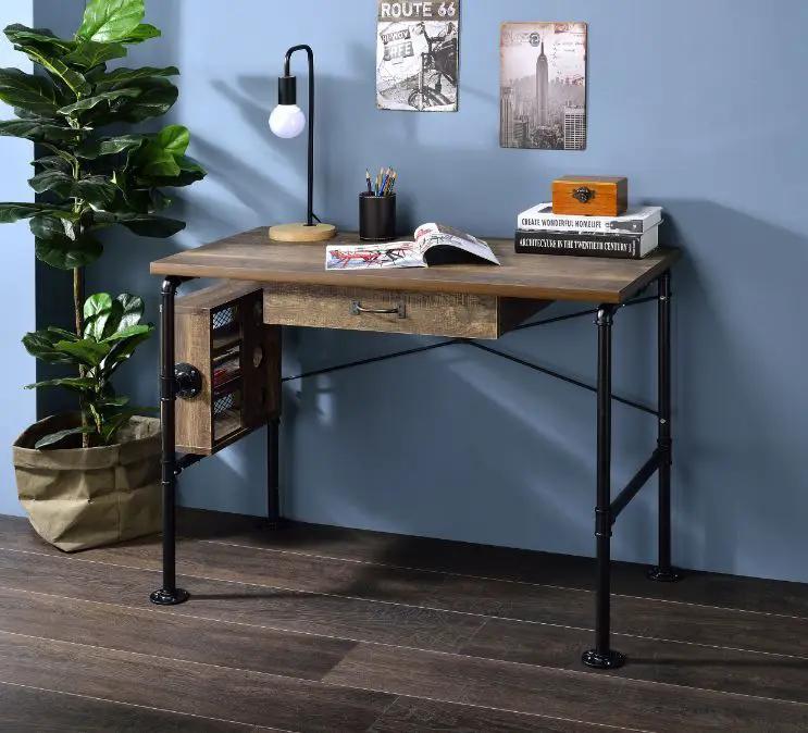 Endang - Writing Desk - Weathered Oak & Black by Unique Piece Furniture